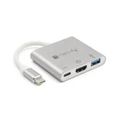 Adaptery i przejściówki - Adapter TECHLY IADAP USB31-HDMIPTY USB-C - HDMI/USB-A/USB-C - miniaturka - grafika 1