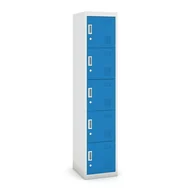 Szafki BHP - B2B Partner Szafka szatniowa 5-drzwiowa, zamek cylindryczny, 1800 x 380 x 450 mm, szara/niebieska CY-020 RAL7035/5012 - miniaturka - grafika 1