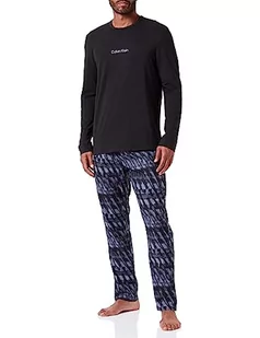 Calvin Klein Męskie spodnie L/S zestaw piżamowy, Blk Tp, Pssng Trn Wnws _Asp Gry Btm, M - Spodenki męskie - miniaturka - grafika 1