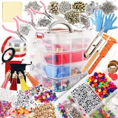 Biżuteria - akcesoria - ZESTAW DO ROBIENIA BIŻUTERII XXL KORALIKI NARZĘDZIA KUFEREK 2062EL PREZENT - miniaturka - grafika 1