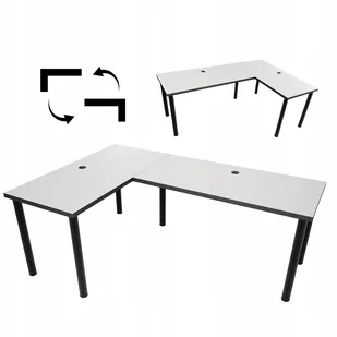 Biurko Gamingowe Narożne Białe Stół Obustronne - Biurka gamingowe - miniaturka - grafika 1