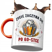 Kubki - Kubek Pomarańczowy na Urodziny 60 60te 60-te z Nadrukiem ze Zdjęciem + Opakowanie na prezent (wzór 03) - miniaturka - grafika 1