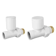 Zawory i kraniki - Zawory grzejnikowe zasilanie + powrót prosty biały - miniaturka - grafika 1