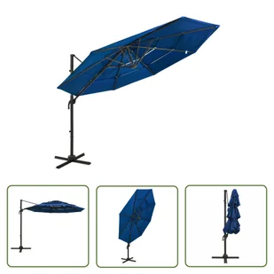 The Living Store 4-poziomowy parasol na aluminiowym słupku - niebieski - 3x3 m - Parasol Ogrodowy - Parasole ogrodowe - miniaturka - grafika 1