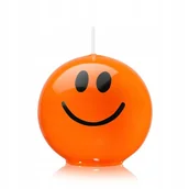 Świece - Świeca świeczka na prezent emotikon kula 6 cm kolor pomarańczowy - miniaturka - grafika 1