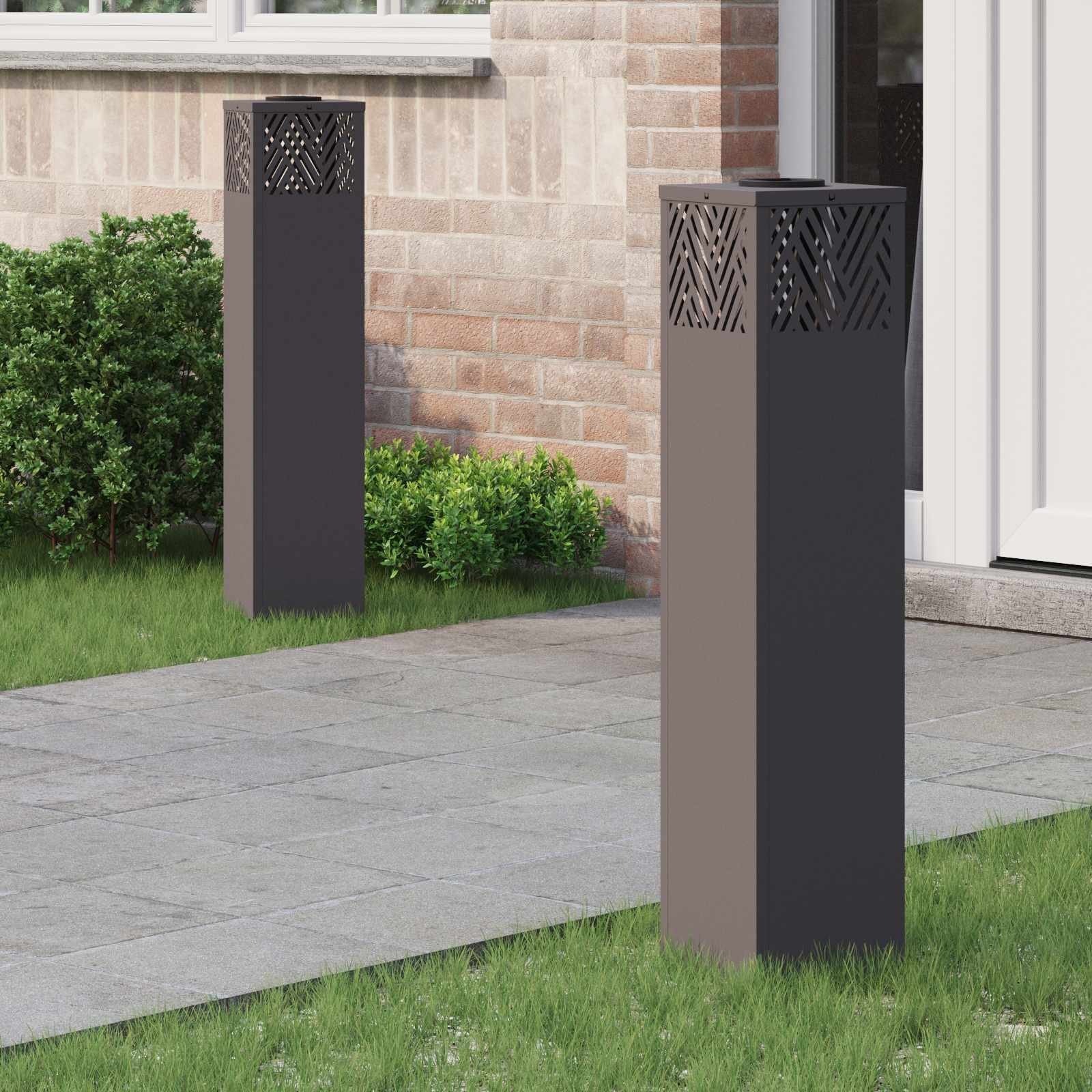 vidaXL Słoneczna LED lampa na ścieżkę Jodełka 2 pcs Czarny