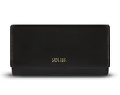 Portfele - Skórzany portfel damski Solier P35 czarny - miniaturka - grafika 1