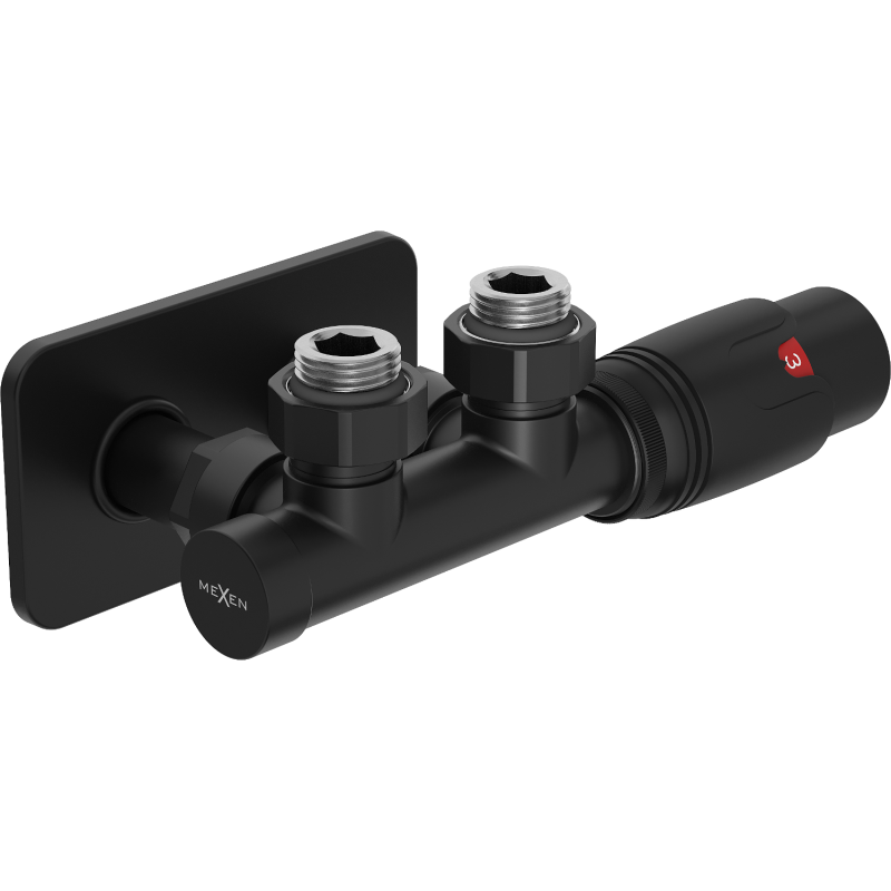 Mexen G00 zestaw termostatyczny kątowy z maskownicą S, Duplex, DN50, czarny - W907-900-910-70