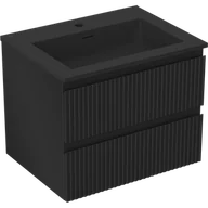 Szafki łazienkowe - Mexen Rivel szafka łazienkowa 60 cm z umywalką Otis, 2 szuflady, ryflowana , czarna mat - 91A20-06047-2-BFF71-W18M71 - miniaturka - grafika 1