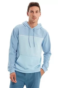 TRENDYOL Męska bluza z mieszanki bawełny - niebieska - regularna 2XL niebieska, NIEBIESKI, XXL - Bluzy męskie - miniaturka - grafika 1