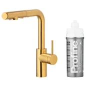 Baterie kuchenne - KFA Armatura DUERO PURE BASIC PULL-OUT 6623-114-31 Złoty Stal nierdzewna - miniaturka - grafika 1