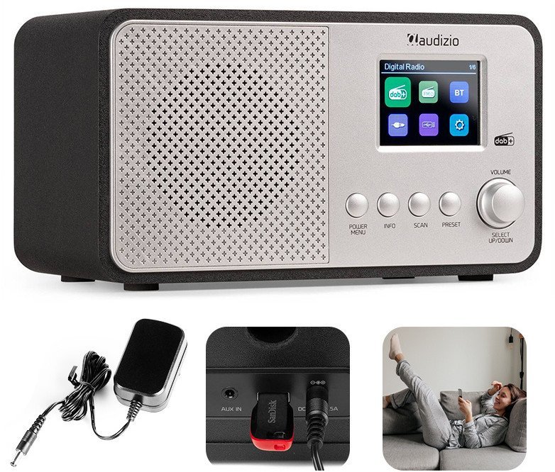 Audizio Radio cyfrowe DAB+ FM Avio srebrne one size