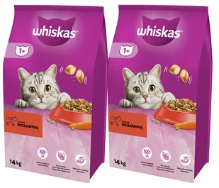 WHISKAS Adult 2x14 kg - sucha karma dla dorosłego kota, z pyszną wołowiną - Sucha karma dla kotów - miniaturka - grafika 1