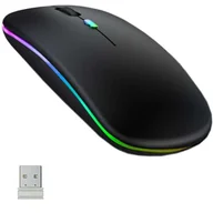 Myszki - Cicha Myszka slim mysz bezprzewodowa Alogy podświetlana LED RGB do laptopa tabletu Czarna 14567X1 - miniaturka - grafika 1
