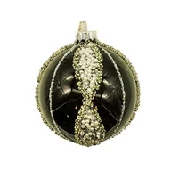 Bombki - Bombka szklana zdobiona czarna 8 cm - miniaturka - grafika 1