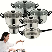 Zestawy garnków i patelni - KOMPLET GARNKÓW STALOWYCH I PATELNIA 12 ELEMENTÓW 94313499 - miniaturka - grafika 1