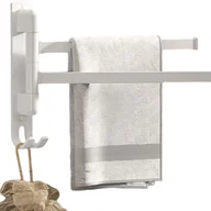 Wieszaki łazienkowe - Samoprzylepny wieszak na ręczniki ze stali nierdzewnej z obrotem o 180° i 2-ramiennym drążkiem obrotowym do łazienki i kuchni - miniaturka - grafika 1