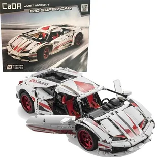 CaDA Italian Super-Car 1:10 biały 10-cylindrowy 1696 części bez silników kompatybilny z LEGO Technic C61018W C61018W - Klocki - miniaturka - grafika 1