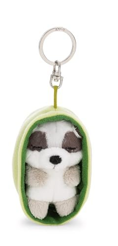 NICI 63168 Sleeping Pets brelok szop pracz w koszyczku, wierny pluszowy towarzysz do plecaka, torby, zawieszka na klucze dla małych i dużych, 8 cm, wielokolorowy