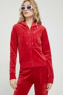 Bluzy damskie - Juicy Couture bluza Robertson damska kolor czerwony z kapturem gładka - miniaturka - grafika 1