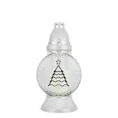 Lampiony i znicze - Znicz Świąteczny Choinka 25 cm Biały DP753 Znicz Szklany Boże Narodzenie z Aplikacją z Wkładem - miniaturka - grafika 1