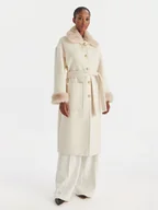 Płaszcze damskie - YES LONDON Płaszcz wełniany CD1211ECO Écru Regular Fit - miniaturka - grafika 1