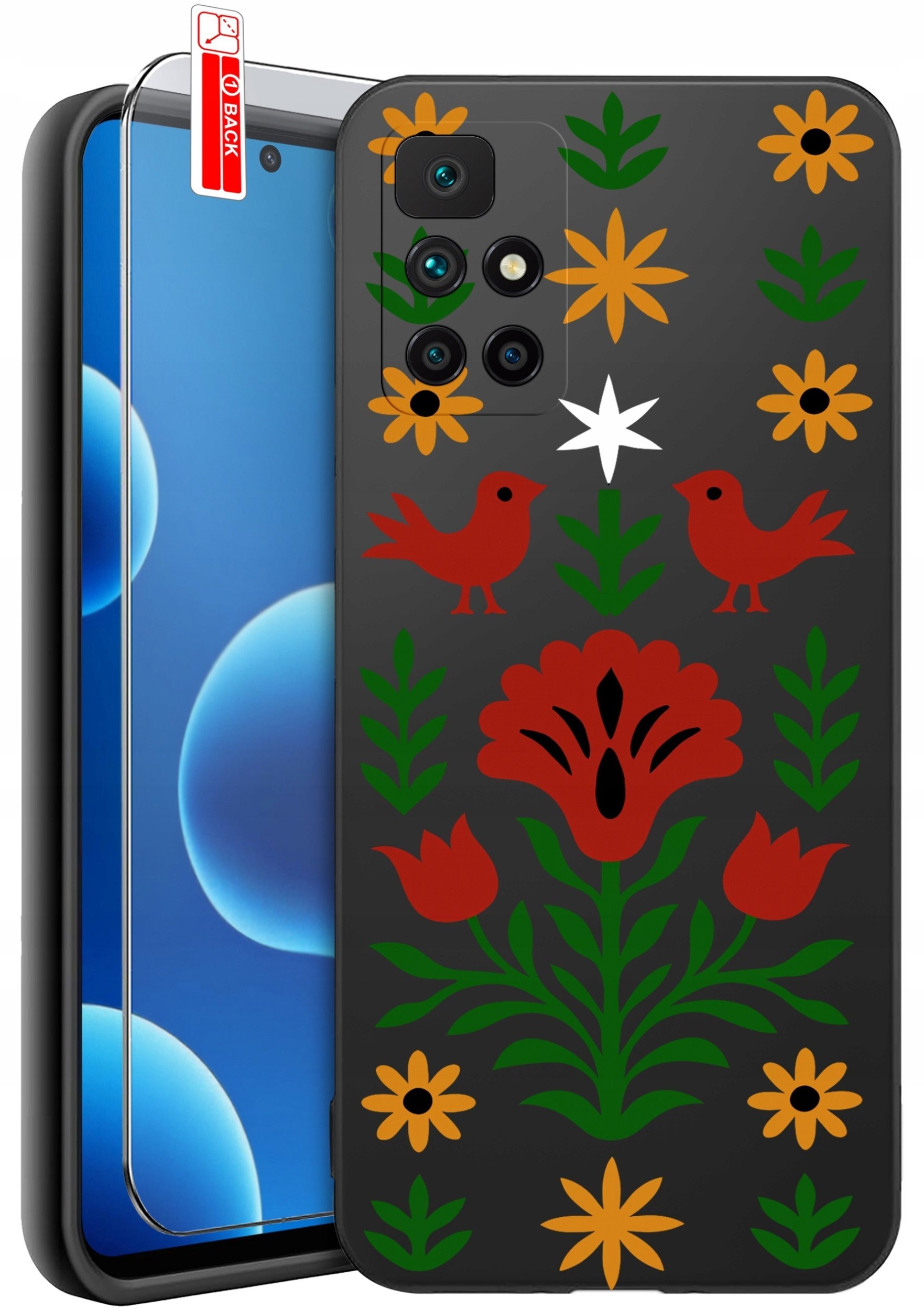 krainaGSM Etui Do Xiaomi Redmi 10 Wzory Silikonowe Matt Case + Szkło 9H