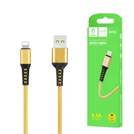Kable USB - Kabel Usb Wzmacniany Iphone Denmen Złoty 1M D02L - miniaturka - grafika 1