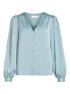 Bluzki damskie - Vila Damska bluzka z dekoltem w serek, rozmiar L/S/SU-NOOS, bluzka, turmalin, 42, Tourmaline, 42 - miniaturka - grafika 1