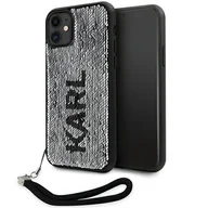 Etui i futerały do telefonów - Karl Lagerfeld Sequins Reversible na Apple iPhone 11 KLHCN61PSQRKS Czarny/Srebrny - miniaturka - grafika 1