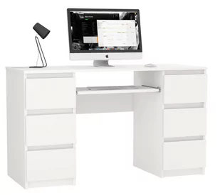 Biurko komputerowe Pari 6 szuflad 130 cm - Białe - Biurka dla dzieci - miniaturka - grafika 1