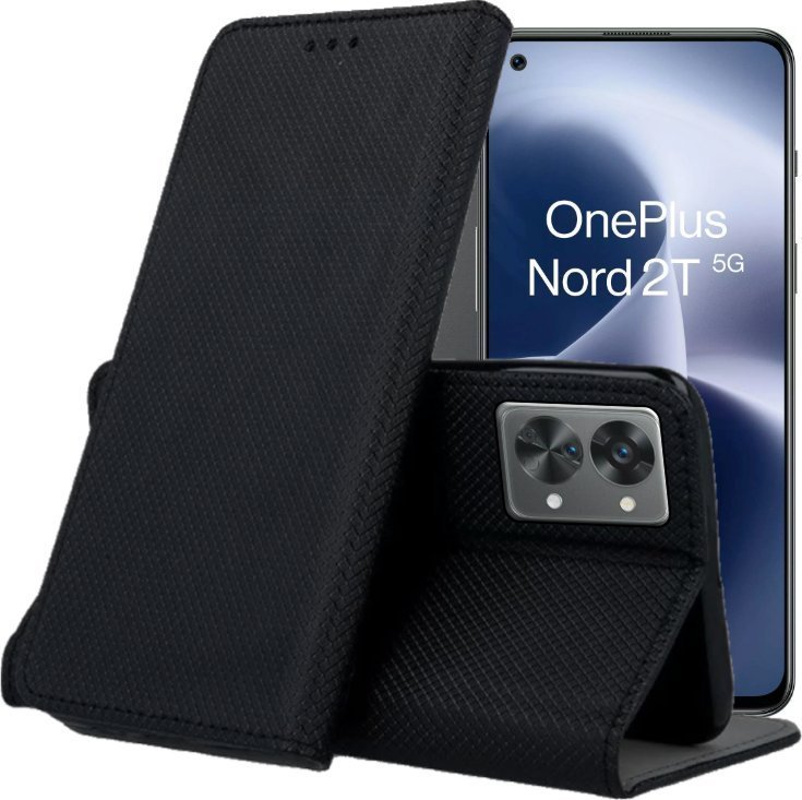 Hello Case ETUI Z KLAPKĄ DO ONEPLUS NORD 2T 5G CZARNE ZAMYKANE MAGNETYCZNE KABURA FLIP