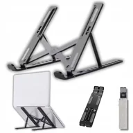 Podkładki pod mysz - PODSTAWKA POD LAPTOPA ALUMINIOWA TABLET REGULOWANA STOJAK NA BIURKO CZARNA - miniaturka - grafika 1