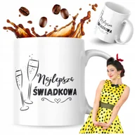 Kubki - Kubek Z Nadrukiem 330 ml Kubki Do Kawy Kubek Biały Najlepsza Świadkowa - miniaturka - grafika 1