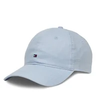 Czapki damskie - Czapka z daszkiem Tommy Hilfiger Essential Flag Linen Cap AW0AW17130 Błękitny - miniaturka - grafika 1