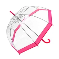Parasole - Susino parasol z dzwonkiem, przezroczysty, dla kobiet, automatyczny system otwierania duża ochrona o średnicy 100 cm wiatroodporny różowy brzeg SUSINOEXT3466APINK - miniaturka - grafika 1