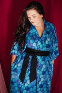 Sukienki - SUKIENKA kimonowa z kopertową górą, turkusowy print ORIENT (100% wiskoza) - miniaturka - grafika 1