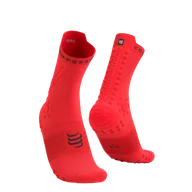 Skarpetki sportowe męskie - COMPRESSPORT Skarpetki do biegania trailowe PRORACING SOCKS V4 TRAIL fluo red/black - miniaturka - grafika 1