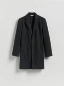 Płaszcze męskie - Reserved - Elegancki płaszcz z kołnierzem - czarny - miniaturka - grafika 1