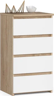 Fabryka Mebli Akord Komoda CL4 40 cm 4 szuflady - dąb sonoma - biały - Komody - miniaturka - grafika 1