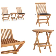 Meble ogrodowe - vidaXL 3-częściowy ogrodowy zestaw jadalniany z poduszkami składany z litego drewna tekowego - Zestaw mebli ogrodowych - Zestawy mebli ogrodowych - Stół i krzesła ogrodowe - Stoły i krzesła ogrodowe - miniaturka - grafika 1