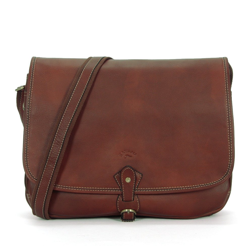 Torba listonoszka szlachetna skóra licowa brąz