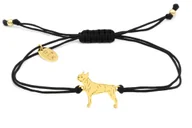 Bransoletki - Bransoletka z psem Boston terrierem złotym na czarnym sznurku - miniaturka - grafika 1