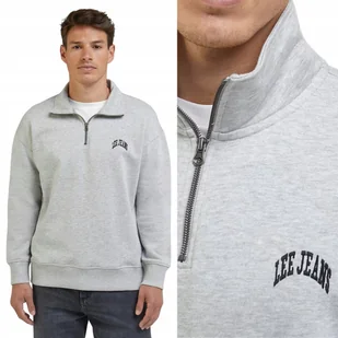 Lee HALF ZIP SWS Sharp Grey Mele LUŹNA SZARA ROZPINANA BLUZA Z LOGO XL - Bluzy męskie - miniaturka - grafika 1
