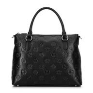 Torebki damskie - Skórzana shopperka w sygnaturę czarno - srebrna - miniaturka - grafika 1