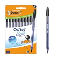Długopisy - BIC Crystal Soft Średnia Końcówka (1,2 mm) Długopis Kulkowy z Easy Glide - czarny, pudełko kartonowe 10 szt - miniaturka - grafika 1