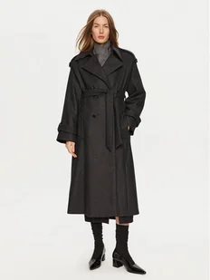 IVY OAK Płaszcz wełniany Caroline Ann IO111147 Szary Relaxed Fit - Płaszcze damskie - miniaturka - grafika 1