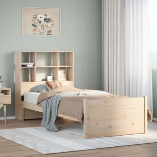 vidaXL Łóżko z regałem, bez materaca, 90x200 cm, sosnowe - Łóżka dla dzieci i młodzieży - miniaturka - grafika 1