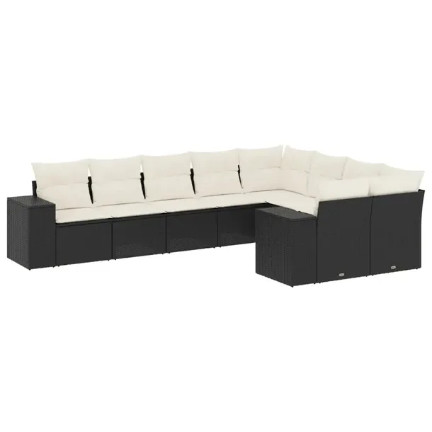 Modułowy zestaw wypoczynkowy z rattanem PE, czarny, wymiary: 62x62x69 cm