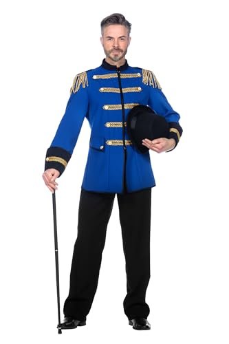 Wilbers&Wilbers 5235 - stylowy męski płaszcz cyrkowy, niebieski ringmeester, kostium dla dorosłych na karnawał